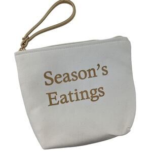 Season’s Eatings Christmas Holiday Canvas Pouch Bag And Wrist Strap